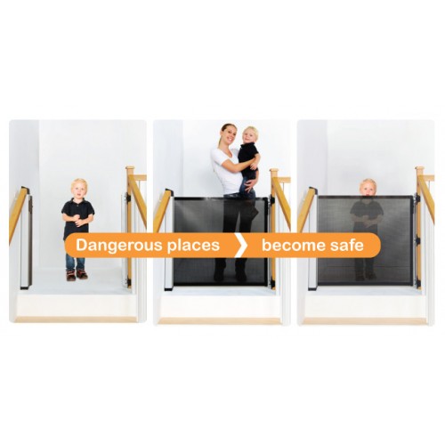 LASCAL Kiddy Guard Accent Baby Safety Gate | 1 Side Wall and 1 Side Bannister (Staircase) | Up to 100cm